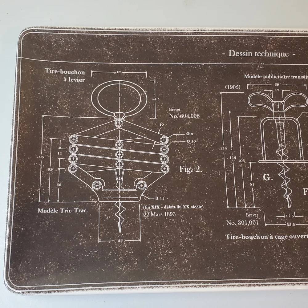 Williams Sonoma Tire Bouchon Corkscrew Blueprint Platter